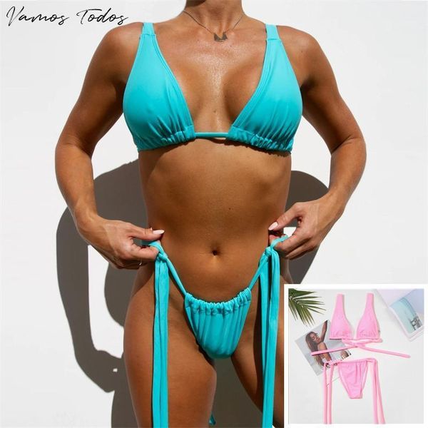 

women's swimwear vamos todos 2021 solid summer swimsuit women 2 pieces set adjustable straps swimming suit for fashion beach bikini, White;black