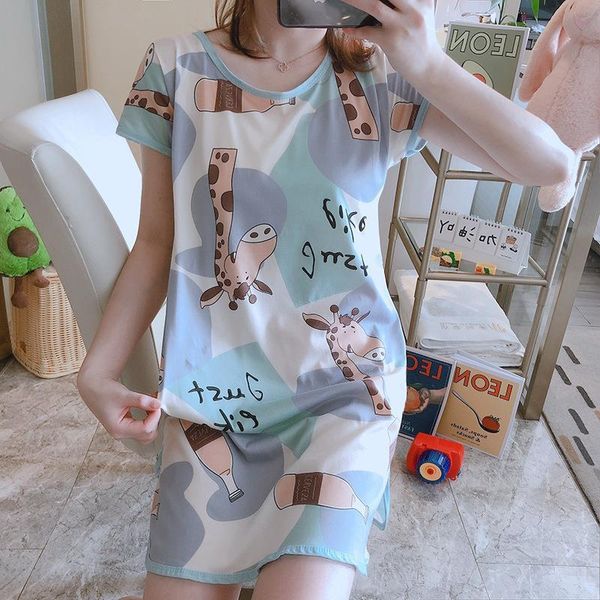 

women sleepwear woman night cartoon dress gown polyester sleepshirts, Black;red