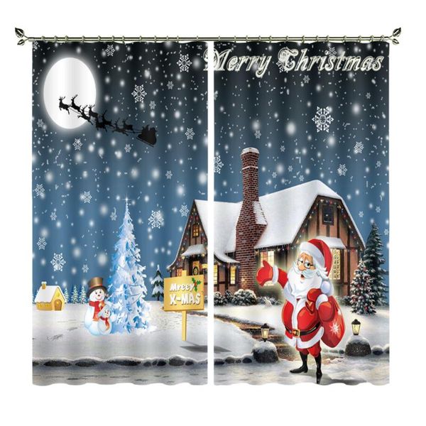 

curtain & drapes ice crystal christmas tree and santa custom blackout bedroom living room decoration window