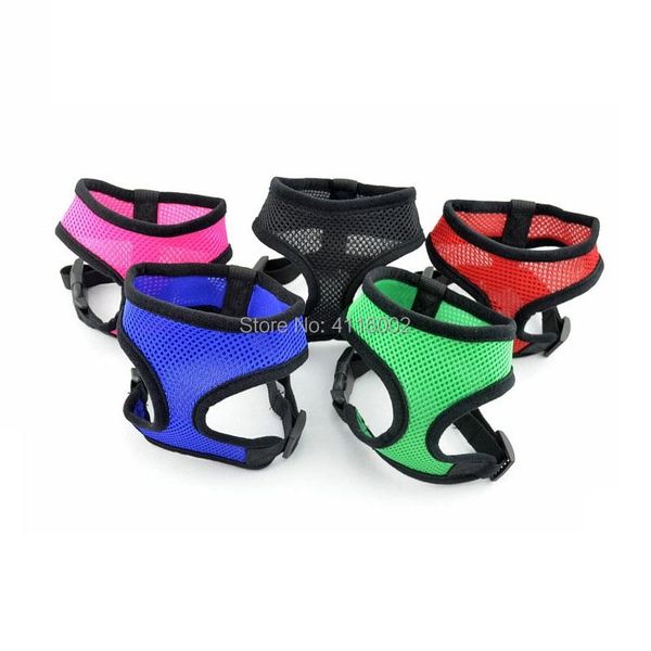 

dog collars & leashes 100pcs adjustable soft breathable harness nylon mesh vest for dogs pets collar chest strap leash
