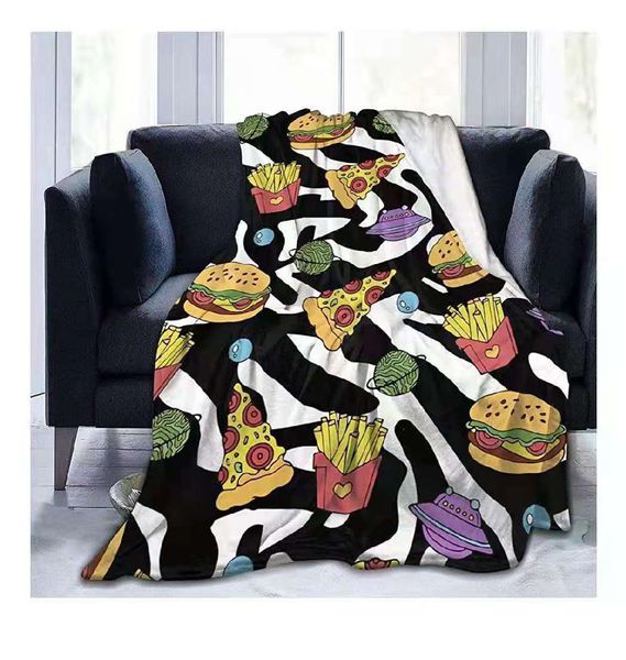 

blanket wholesale pizza hamburger french fries doughnut 3d digital thickened blanket