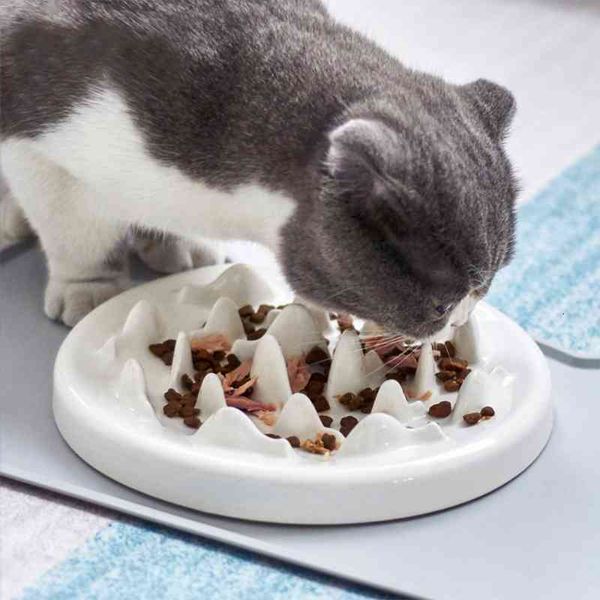 

cat bowls & feeders ceramic slow feeder cats bowl interactive bloat spuzzle pet feeding plate wqnm
