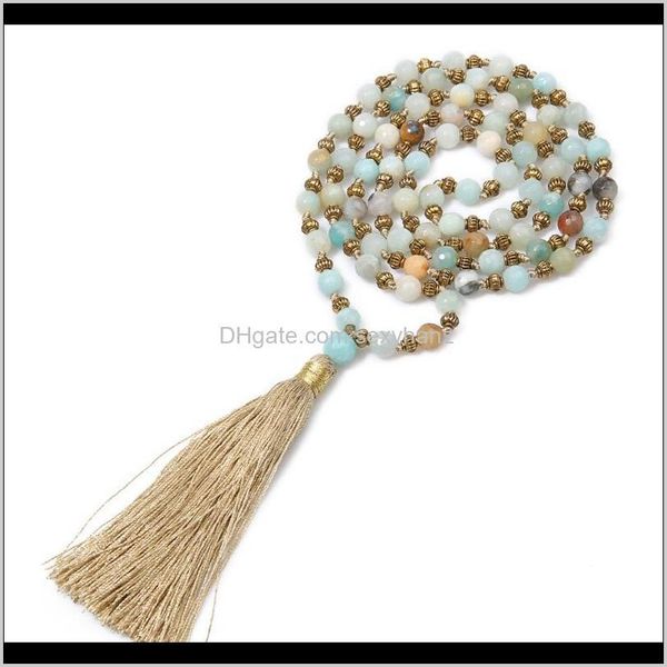 

necklaces & pendants jewelry drop delivery 2021 6mm faceted natural stone lantern bead separated beads knotted beaded necklace meditation yo, Silver