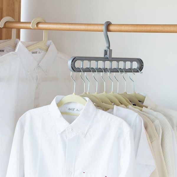 

hangers & racks 1pcs 33cm drying rack multifunctional space saving with hook magic 9 hole clothes closet organizer pp hanger