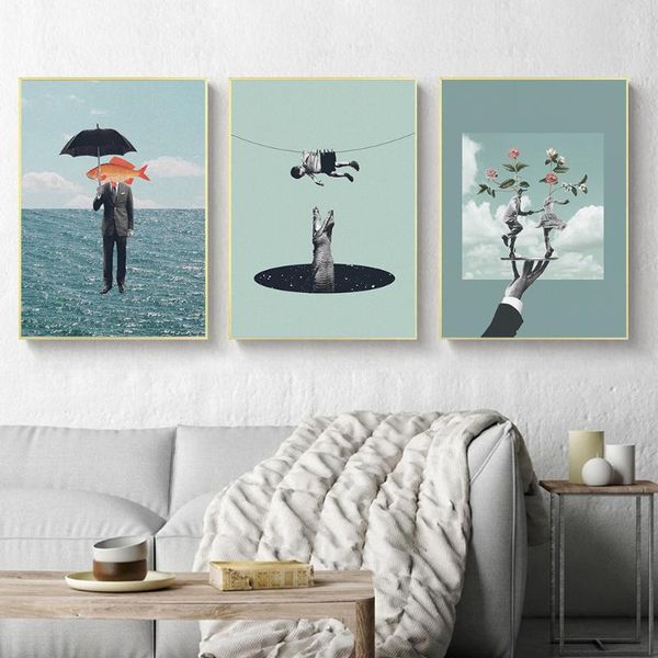 

wall stickers self-adhesive abstract urrealism classic artwork fantasy art poster room decorative wallpaper home decor