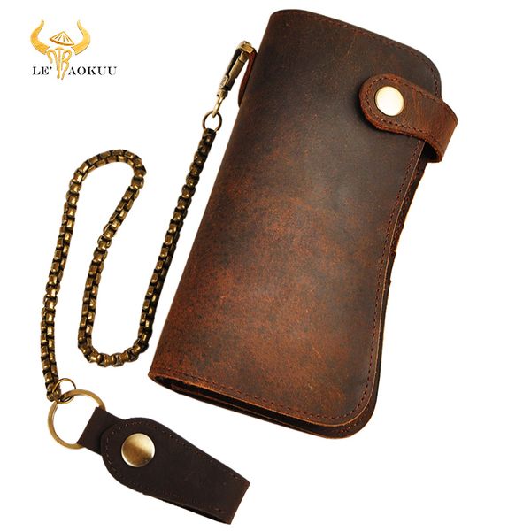 Portafogli con pochette in pelle di qualità maschile Dargon Tiger Emboss Fashion Checkbook Iron Chain Organizer Purse Design Clutch Handbag