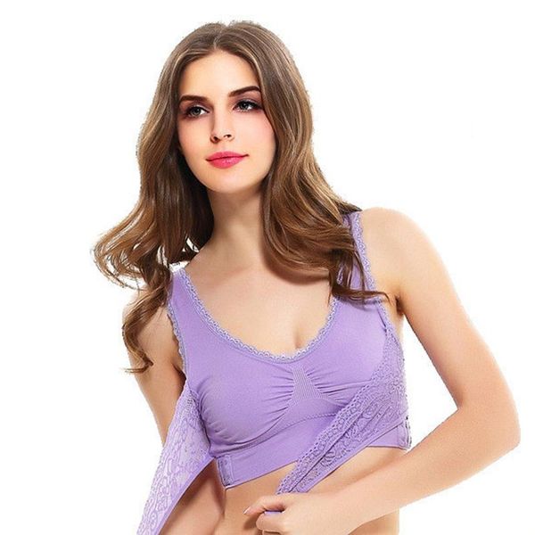 

bras 2021 lingerie women underwear lace solid color cross side buckle wireless push up breathable sleep sports bra, Red;black