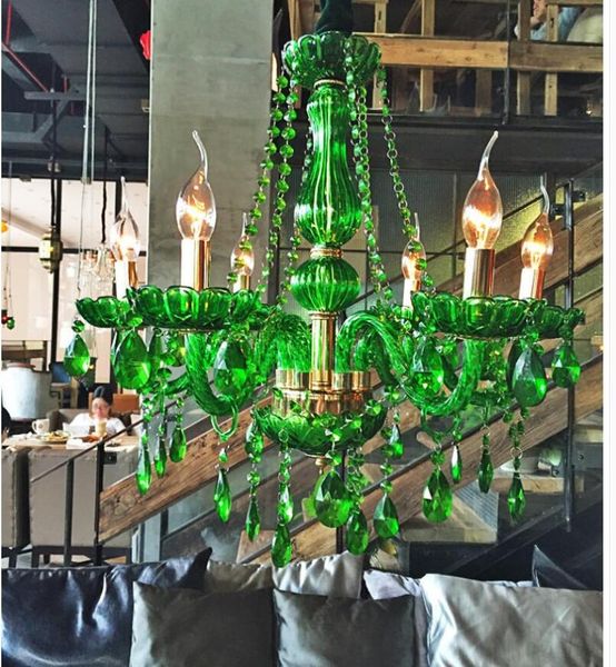 

modern green chandelier for dining room bedroom kitchen light fixtures d60cm lustre de cristal deco color glass chandeliers