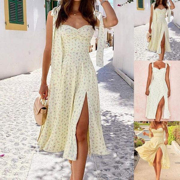 

casual dresses women summer strapless sleeve split floral printed ladies dress vestidos for femela boho beach holiday de mujer, Black;gray