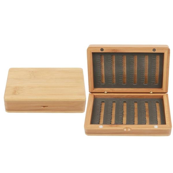 

bamboo bait fishhook box fishing lure storage boxes organizer for decoy hook accessories pesca 5.3x3.5x1.3inch