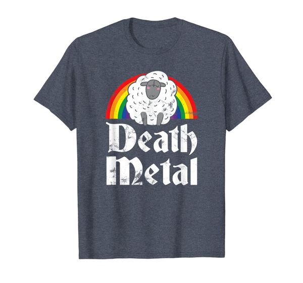 

death metal rainbow shirt satanic sheep goth concert gift, White;black