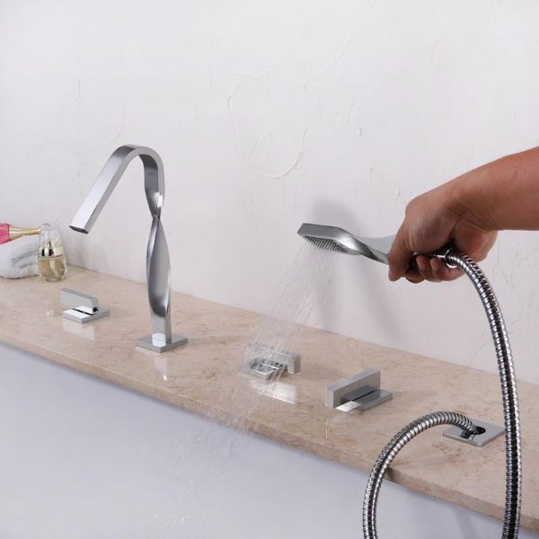 

waterfall bathtub faucet widespread tub sink mixer taps chrome brass bathroom with shower sets