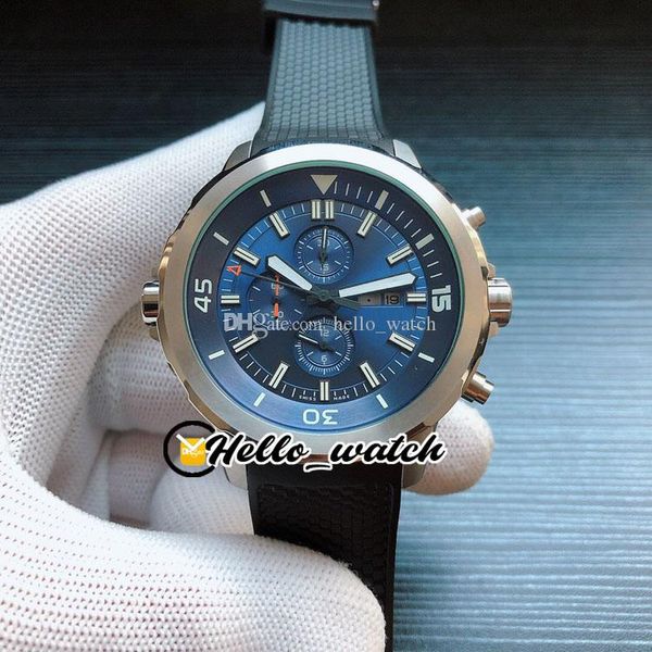 44 мм день дата Aquatimer семейные часы IW376805 кварцевый хронограф мужские часы синий циферблат стоп-часовые стальные корпус резиновый ремешок hello_watch 79c3