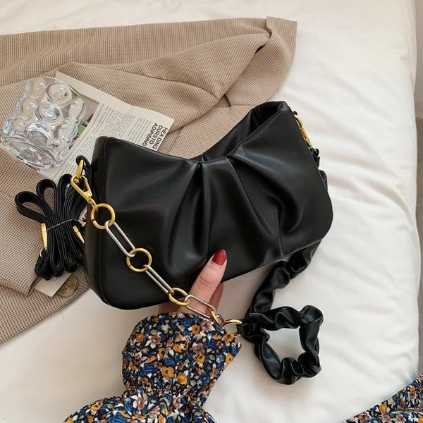 

evening bags women's shoulder bag brand designer pu leather pleated fashion luxury handbags for women bolso mujer sac de luxe femme