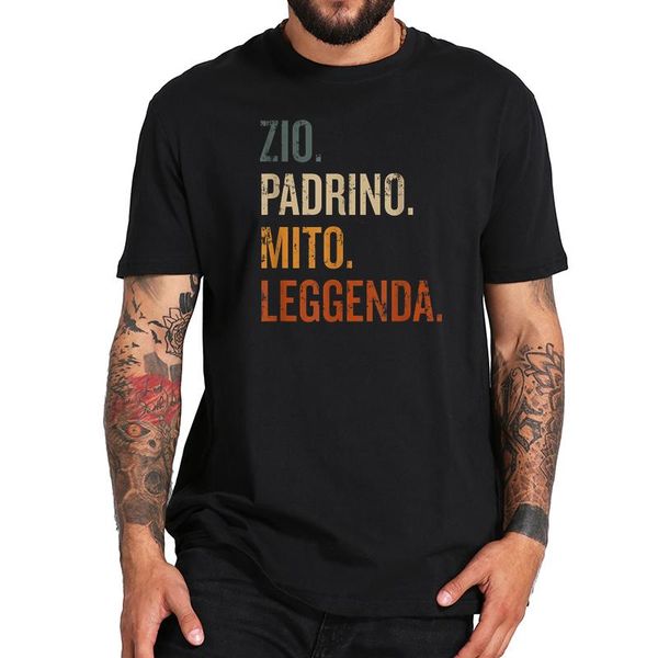 

men's t-shirts zio padrino mito leggenda t shirt short sleeved men original design t-shirt eu size tee, White;black
