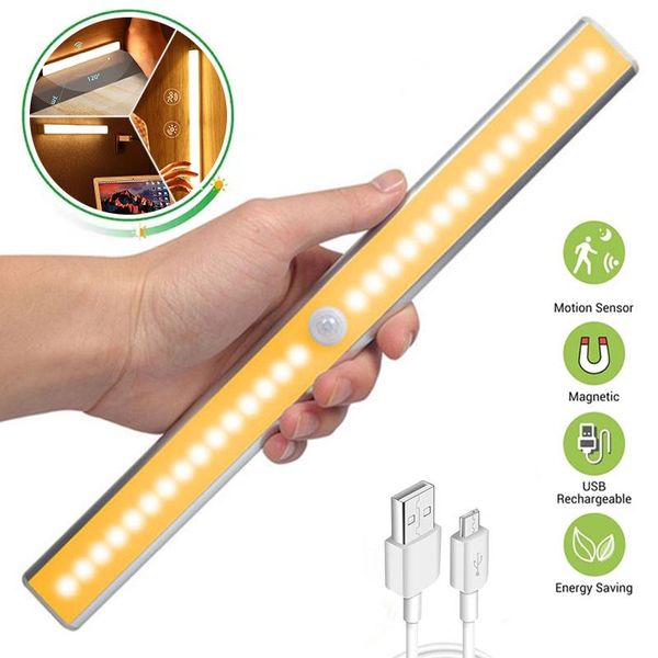 

night lights usb rechargeable motion sensor light 6 10 24 40 60 led kitchen bedroom lighting wall lamp wardrobe staircase