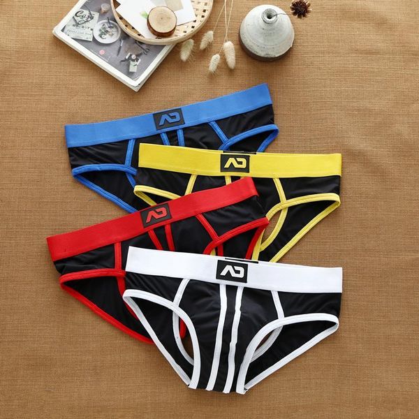 

underwear trendy fashion brand fun silk stretch hollowed thong interest out temptation youth gay men's briefs underpants, Black;white