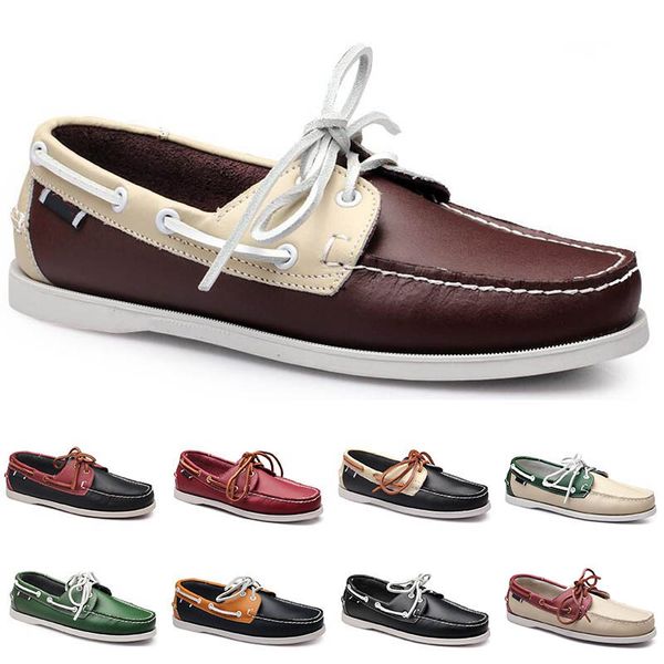 Sapatos de condução ocasional dos homens de couro dos homens macios Moda Moda Negra Negra Branco Azul Prata Khaki Amarelo Calçado Cinzento Cinzento All-Match Lazy Cross-border 39-45 Color8