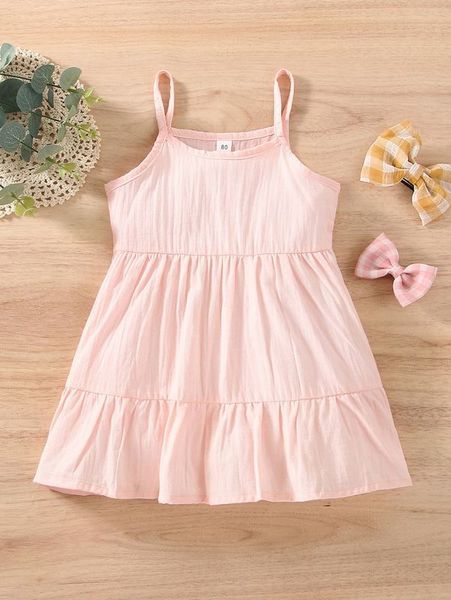 

baby ruffle hem cami dress she, Red;yellow