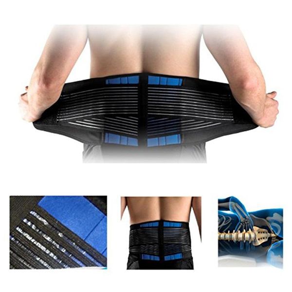 

waist support plus size s-6xl neoprene sport lumbar back belt trainer trimmer gym protect spine posture shaper corset, Black;gray