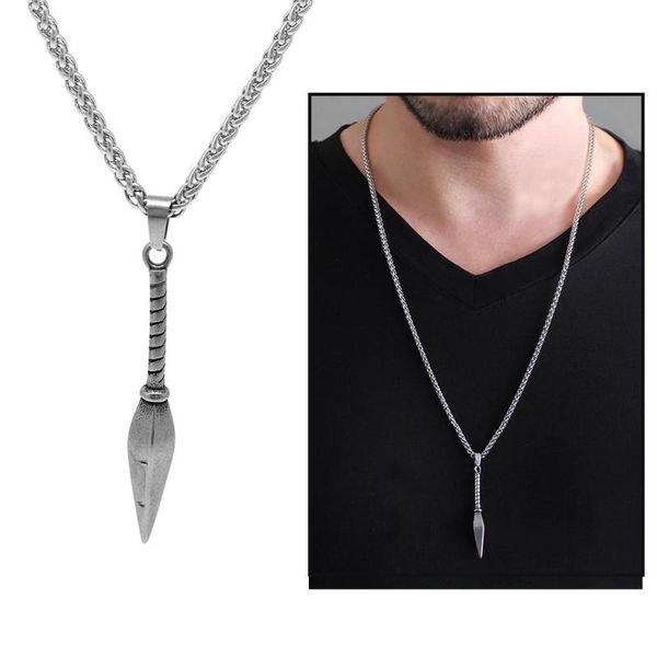 

pendant necklaces tesbihane spear design silver color steel male necklace