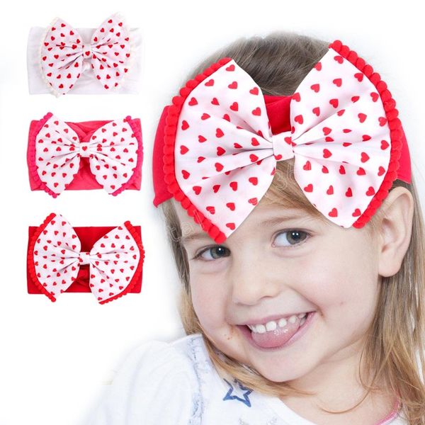 

valentine's day newborn baby headband soft nylon elastic bowknot headbands girl toddler turban hair band hair accessories, Slivery;white