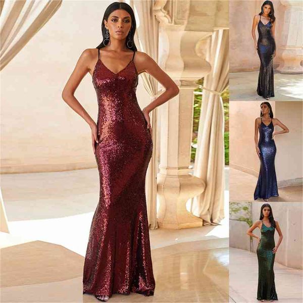 

2020 new women's sequin evening with fishtail dress, White;black
