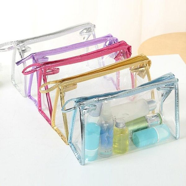 

waterproof female cosmetic bags transparent women make up bag portable ladies travel toiletry zipper box fashion solid & cases