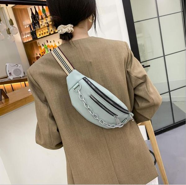 

waist bags 2021casual pu bag women zipper crossbody pack chest belt pouch fashion