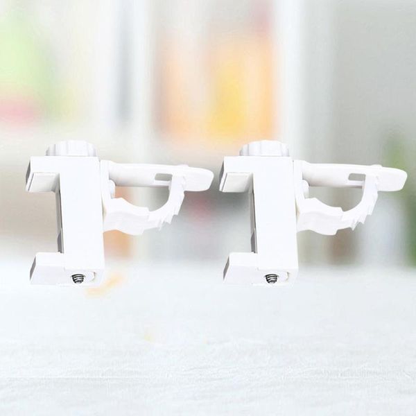 

towel racks 2 pcs abs plastic clip-on hooks adjustable hanging universal curtain rod clips for home bedroom living room (white)