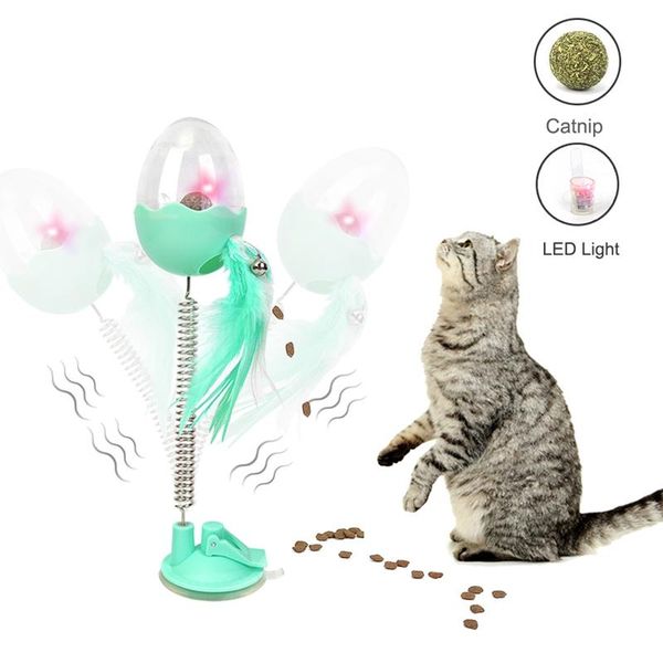 

cat toys pet self-healing spring eggshell feather leaking ball with led light
