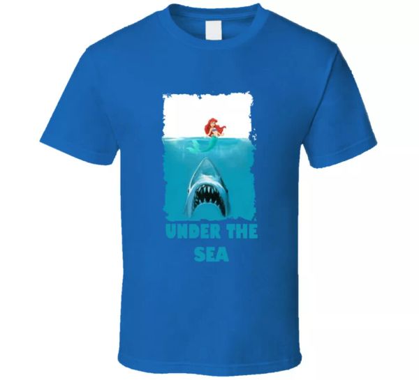 

jaws ariel shark, sea under the sea, mens t shirt tee size s-3xl gift new, White;black