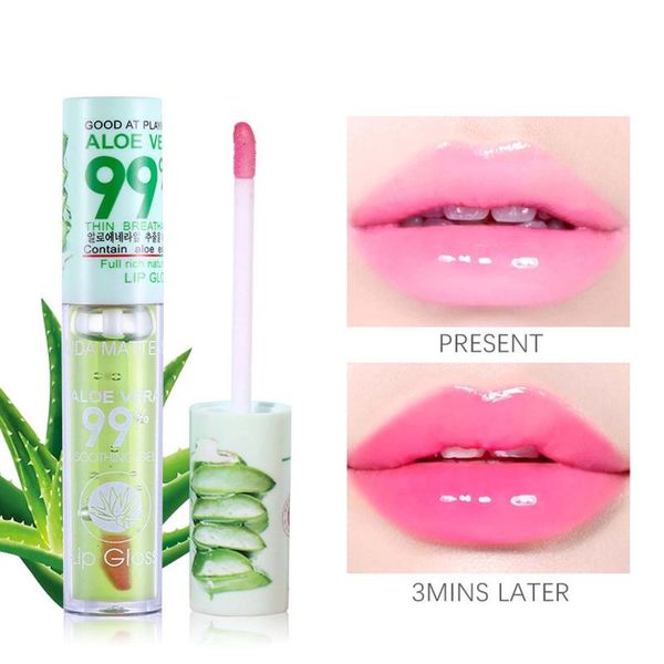 

lip gloss moisture long-lasting natural aloe vera lipstick color mood changing long moisturizing an-ti aging