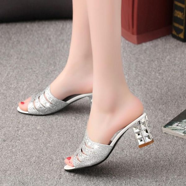 

sandals akexiya 2021 girl gladiator opened toe summer sandal rhinestone square heel women hight plus size 35-41, Black