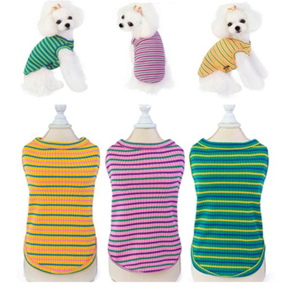 Dog Apparel Color Stripes Salia de colete de verão Roupos de verão Yorkshire Shih Tzu Maltese Poodle Pomeranian Schnauzer Puppy Trajes