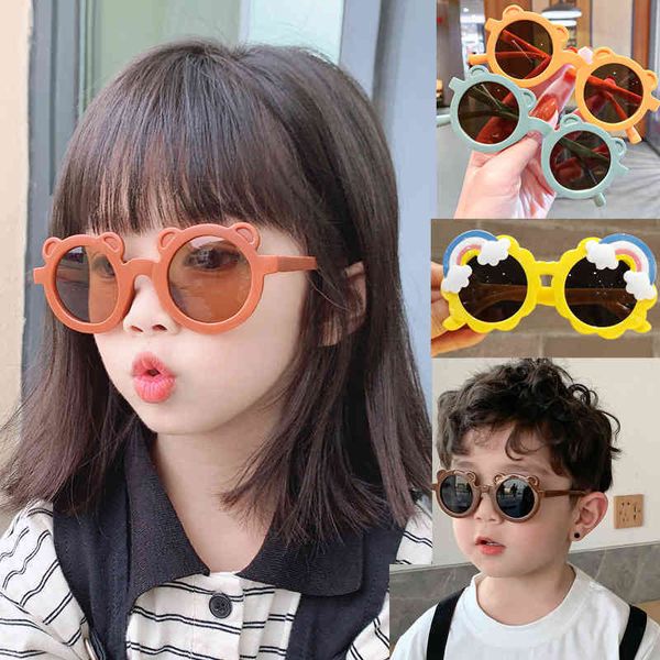 

children sunglasses boys girls nice cartoon bear shaped round children sunglasses 2-8 years old baby retro sunglasses uv400 glasses wholesal, White;black