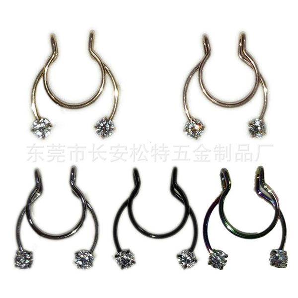 

zircon nose clip stainless steel electroplating nasal septum false soft ring nail human body puncture jewelry