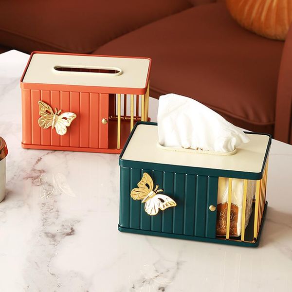 

european-style gold-plated tissue box rectangular metal napkin side hollow modern dining room pumping paper tube home decor boxes & napkins