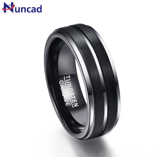 

wedding rings nuncad s classic t038r 8mm wide 2.3mm thick plating black matte surface polished tungsten mens, Slivery;golden