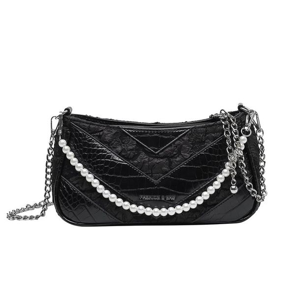 

evening bags 2021 fashion bag single shoulder crocodile pattern pearl accessories
