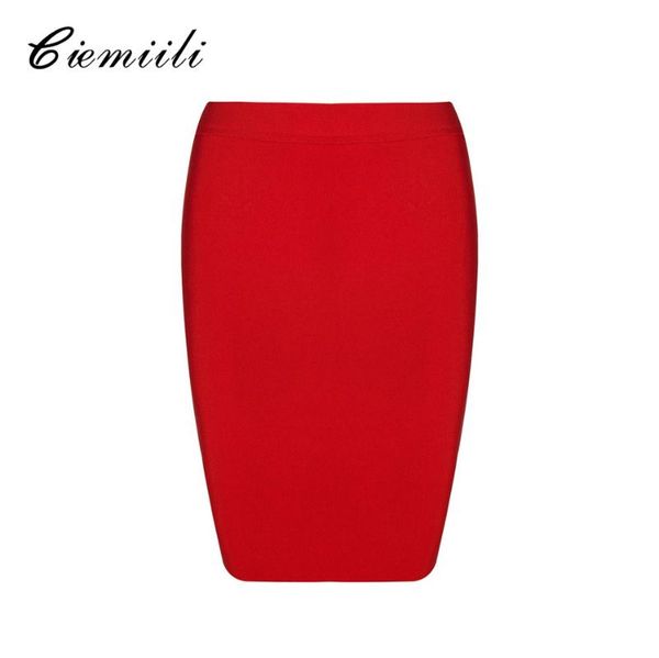 

skirts ciemiili arrival 2021 women solid skirt evening party knee-length night club bandage bodycon pencil, Black