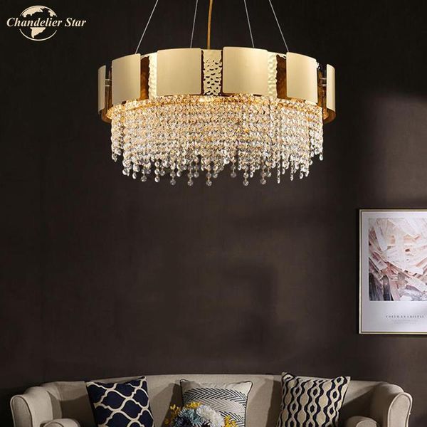 

chandeliers postmodern led lighting crystal luxury gold lustre round pendant hanging lamp for bedroom living room dining