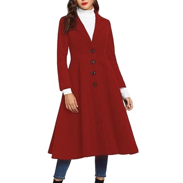 

women's wool & blends autumn casual trench coat oversize lady womens solid color single breasted pocket cardigan outerwear, Black
