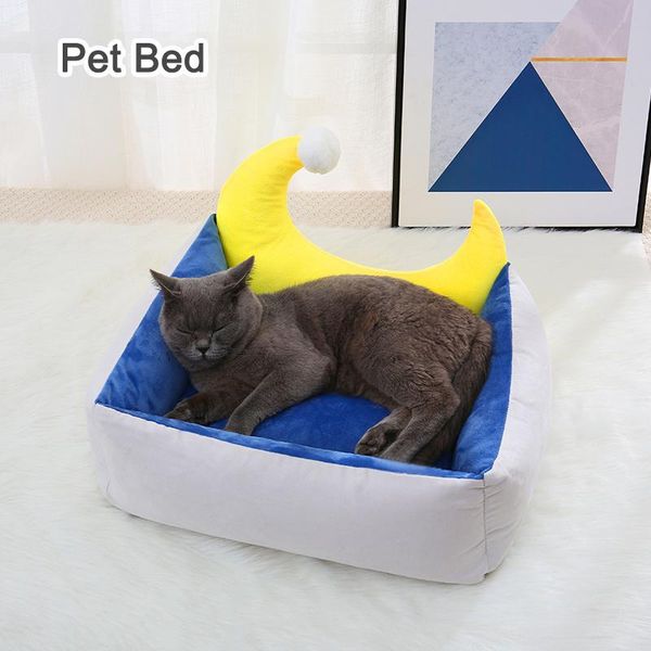 

kennels & pens super soft dog bed colorful moon ship pet washable short plush cat house sleeping basket blanket kennel supplies