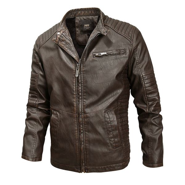 

fashion leather men's jacket slim motorcycle pu with veet, Black