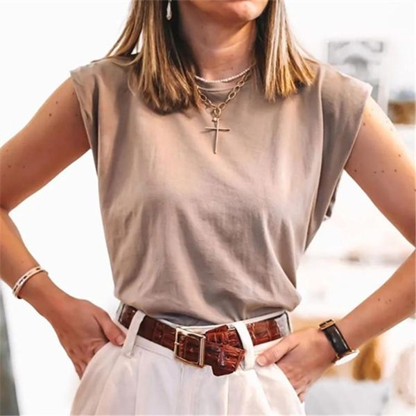 

yoga outfit loose padded shoulder round neck vest t-shirt for women workout sports shirt pure color simple short-sleeved