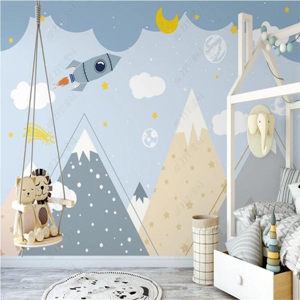 

nordic valley rocket boys room wall papers home decor 3d children's cartoon background bedroom mural wallpaper wallpapers