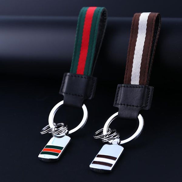 

keychains milesi men woven stripe tag car keychain fashion keyring genuine bag pendant k0210, Silver