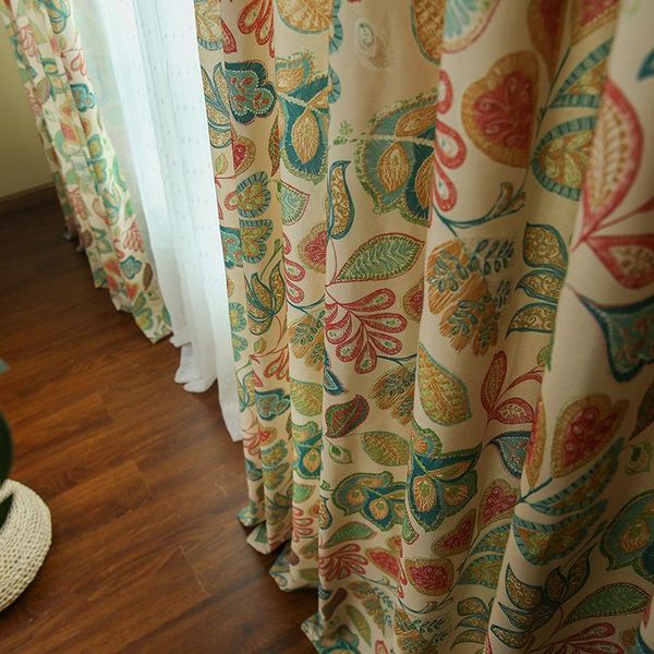 

curtain & drapes thousand flowers-american modern curtains for living dining room bedroom minimalist cotton and linen printing pastoral
