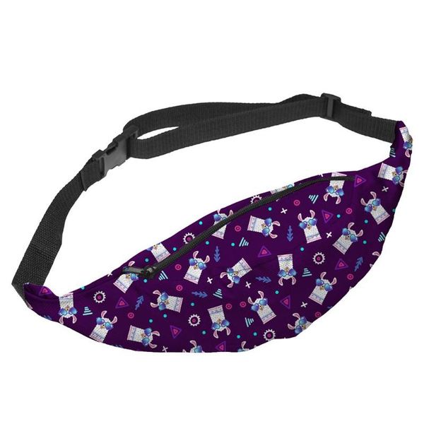 

waist bags women cute cartoon fanny pack alpaca print zipper crossbody chest bag